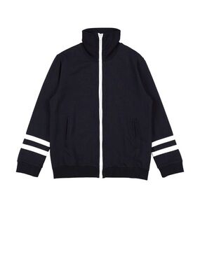 MonnaLisa Black Zip-Up Sweater Jacket with White Stripe Accents